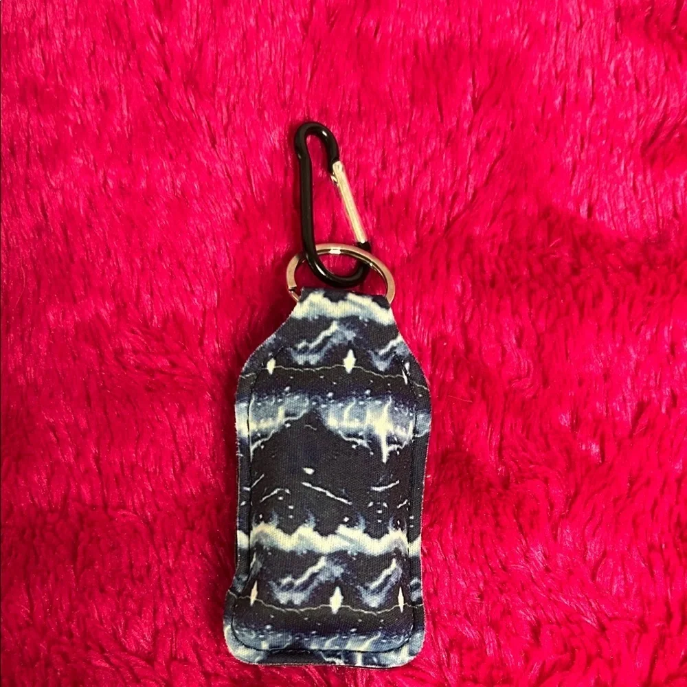 Black and White Keychain Hand Sanitizer Holder with hand sanitizer